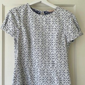 Brooks Brothers Short Sleeve Sheath Dress, White and Blue NWOT Size 8